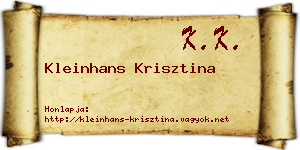 Kleinhans Krisztina névjegykártya